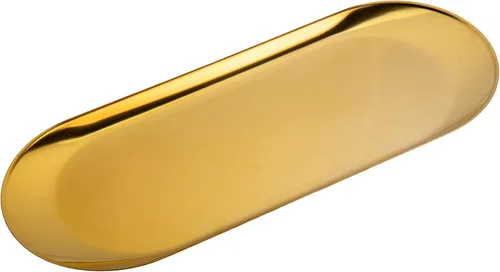 Bandeja dorada de acero inoxidable, bandeja decorativa de tocador, platos de almacenamiento de toallas ovaladas de metal, platos organizadores de