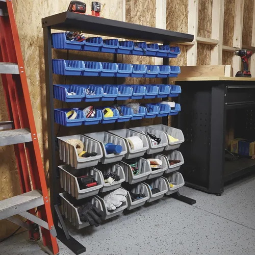 Miniatura 7 de Strongway Unidad de almacenamiento a granel de un solo lado con 47 contenedores surtidos, 36 1/2 pulgadas de ancho x 14 pulgadas de profundidad x 46