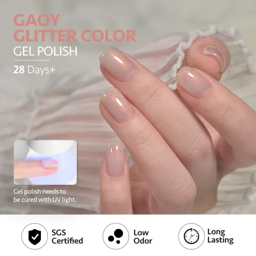 Miniatura 5 de GAOY Esmalte de uñas de gel brillante, 16ml de esmalte de gel con purpurina transparente, curado con luz UV para arte de uñas, bricolaje en casa