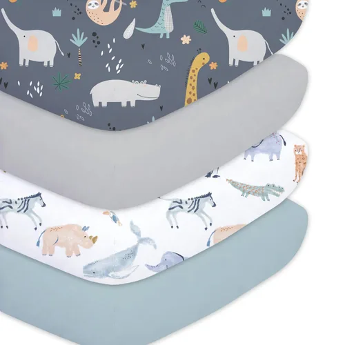 Miniatura 12 de Plushii Sábanas de Cuna para Bebés Varones Paquete de 4, 28"x 52" Juego de Sábanas de Cuna de Microfibra Extra Suave para Cuna Estándar y Colchón