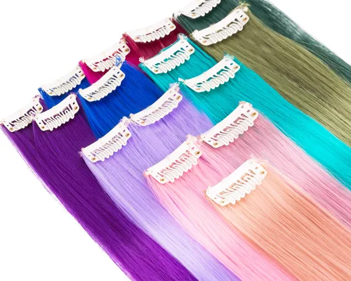 Miniatura 5 de Extensiones de cabello sintético lacio y sintético con clip de 24 pulgadas, para mujeres y niñas, regalo para fiestas, cosplay, rosa