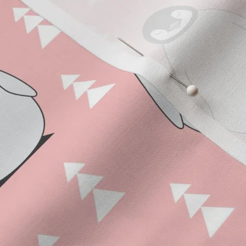 Miniatura 5 de Spoonflower Tela – Pingüinos Triángulo Árboles Suave Rosa Pingüino Navidad Gris Niña Lindo Impreso en Petal Signature Tela de Algodón por The Yard