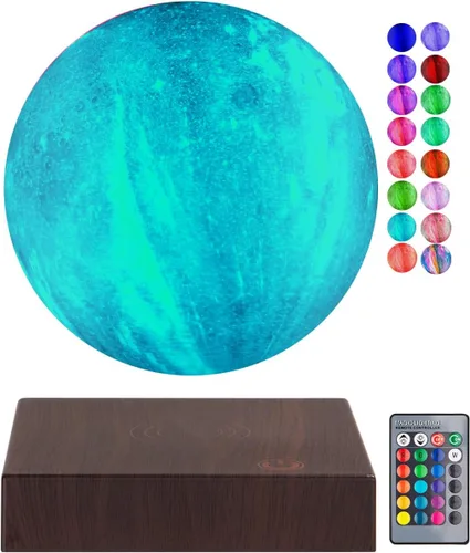 Miniatura 8 de Lámpara de luna levitante de 16 colores flotante y giratoria, luz nocturna de luna LED con control remoto, levitación magnética, impresión 3D, Luna