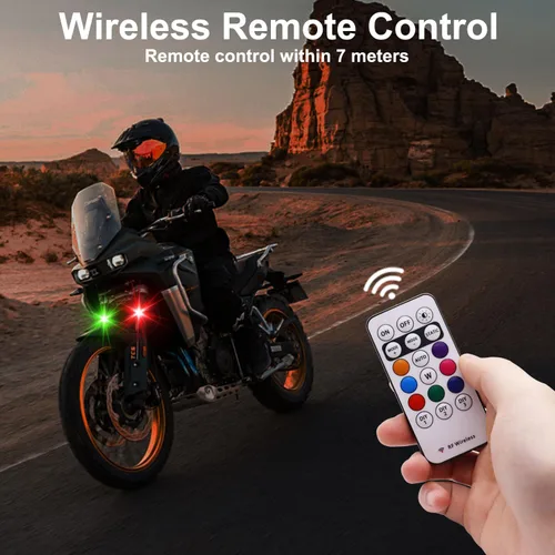 Miniatura 3 de 4 piezas de luces estroboscópicas LED inalámbricas con control remoto, 8 colores, carga USB, impermeables, luces de advertencia de emergencia
