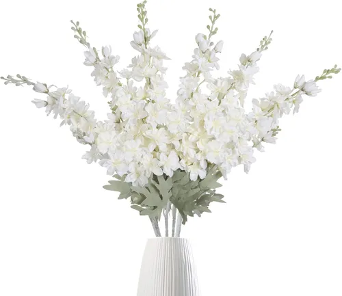 Miniatura 28 de IPOPU 6 PCS Flores Artificiales de Delfínium Flores Artificiales de Espuela de Cordero Flores de Seda de 85 cm de Tallo Largo para Arreglos de Boda