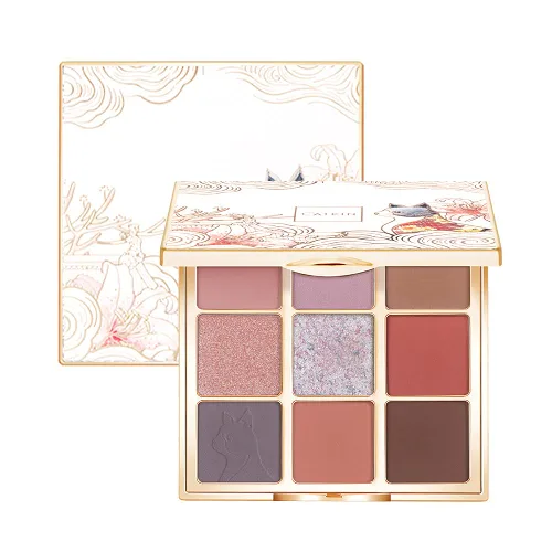 Catkin Paletas de sombras de ojos 9 tonos mezclables Sombra de ojos suave de larga duración Maquillaje de ojos mate y purpurina Paletas de C12