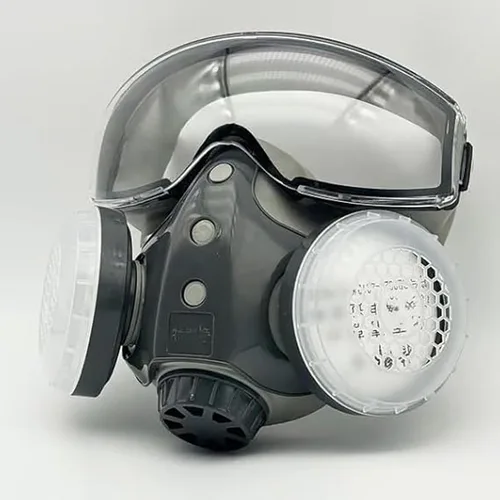 Miniatura 2 de Máscara respiradora integrada a prueba de polvo, máscara respiradora reutilizable de cara completa con filtros, estabilidad de comodidad ajustable 1
