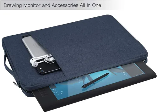 Miniatura 3 de Bolsa impermeable para tableta de dibujo compatible con Huion KAMVAS Pro 13 GT-133, XP-Pen Artist 12/13 Pro/14 (Azul marino)