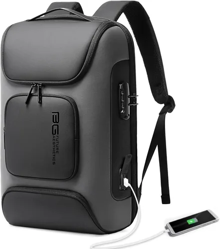 Miniatura 8 de BANGE Mochila de negocios, mochila para laptop con puerto de carga USB, mochilas de negocios delgadas para 15.6 pulgadas, mochila de viaje
