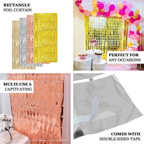 Miniatura 4 de Efavormart - Telón de fondo rectangular de aluminio metálico dorado brillante para puerta, ventana, fiesta, 3 x 6.5 pies