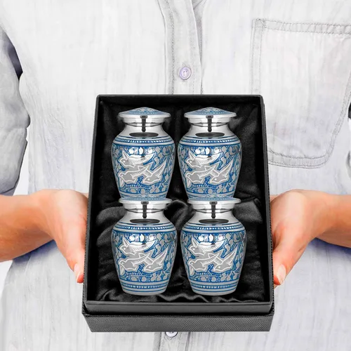 Miniatura 3 de Trupoint Memorials Urnas pequeñas para recuerdo de cenizas humanas, mini urna de cremación decorativa para hombres y mujeres adultos, juego de 4