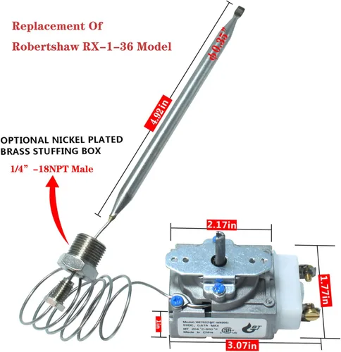 Miniatura 2 de MENSI Pieza de repuesto de control de termostato para freír profundamente para horno Robertshaw Modelo RX-1-36 compatible con Pitco 60125401