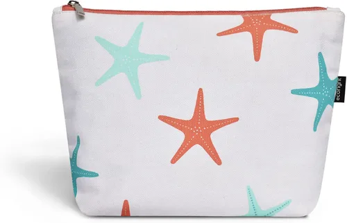 Eco Right Bolsa de cosméticos de lona: bolsa de maquillaje de viaje para mujeres y niñas, organizador de monedero con cremallera, elegante estética