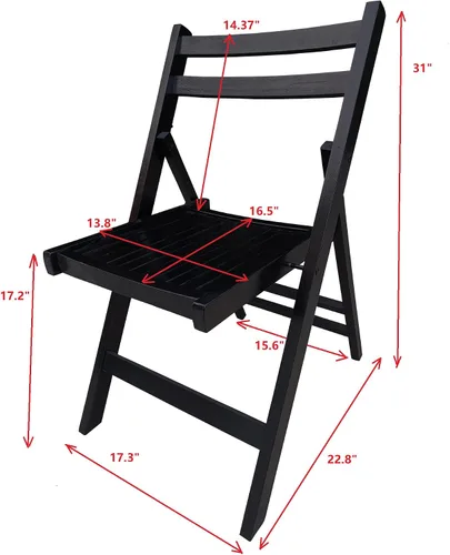 Miniatura 3 de CIATRE Eleva tus reuniones al aire libre con sillas plegables de madera de listones - Juego de 4 (negro)