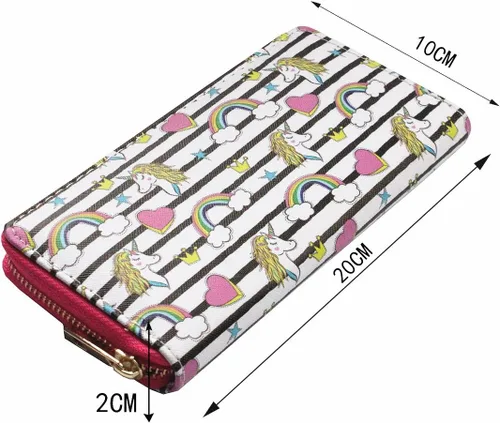 Miniatura 5 de Monedero y cartera largo con diseño de unicornio arcoíris, Negro y blanco), NA