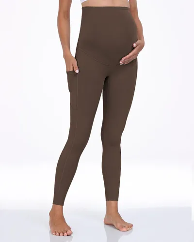 Miniatura 11 de WHOUARE Leggings de maternidad sobre el vientre con bolsillos para mujer, cintura alta, entrenamiento, pantalones de yoga
