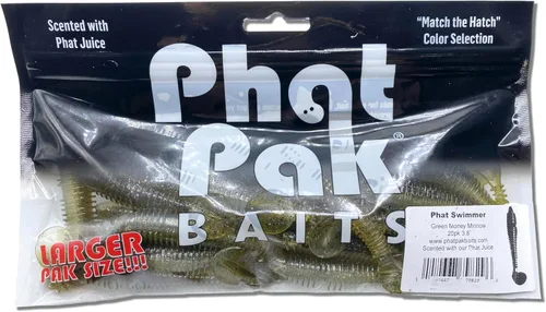Miniatura 8 de Phat Pak Baits - Phat Swimmer Keitech Style Paddletail Swimbait 3.8" 20ct acanalado perfumado suave plástico Bass pesca señuelo Paquete de variedades