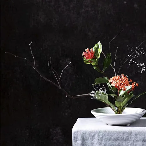 Miniatura 8 de Kit de jarrón Ikebana japonés, cerámicas de contenedor poco profundo para flores, jarrón Ikebana con base para arreglos florales Kenzan de 1.57