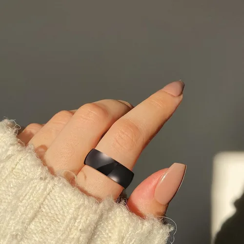 Miniatura 20 de King Will Alianza de boda de acero inoxidable 316L para hombres y mujeres, anillo de boda de 0.31 a 0.315 pulgadas de ancho, chapado en negro