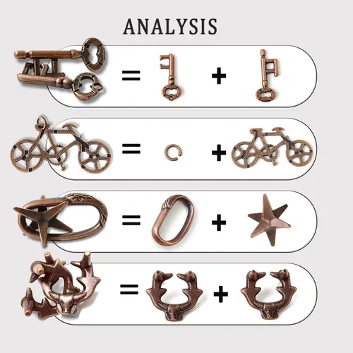 Miniatura 2 de MHY Rompecabezas Mentales de Metal Jumbo para Adultos - Paquete de 4 Juegos Mentales 3D Desafiantes con Estuche Portátil Juguetes de Lógica