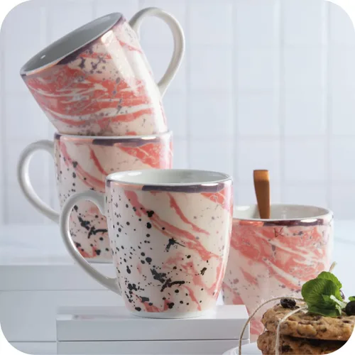 Miniatura 4 de Juego de 4 tazas Corona Perfecto para los amantes del café y el té Amani 12.8 oz - 380cc Cerámica Decoración de oro rosa