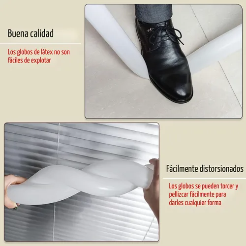 Miniatura 2 de 100 piezas 260 globos blancos largos para guirnalda de globos, globos de látex delgados para modelar animales, globos de torsión para decoraciones