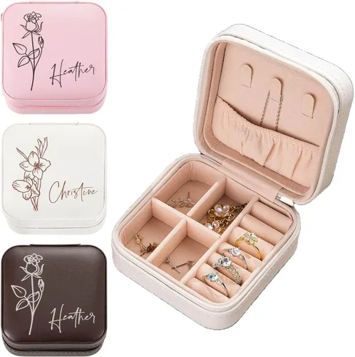 Mini estuche de viaje personalizado para joyas, organizador de joyas de viaje, organizador de almacenamiento de viaje, organizador de almacenamiento