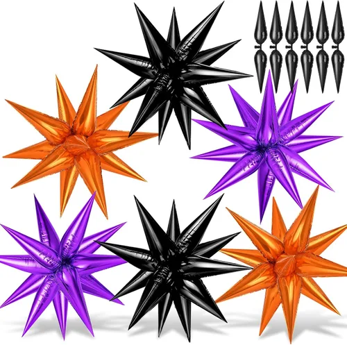 Miniatura 9 de 72 unidades de globos de estrella, grandes globos de cono de estrella metálicos de 26 pulgadas, globos de papel de aluminio de explosión colorida