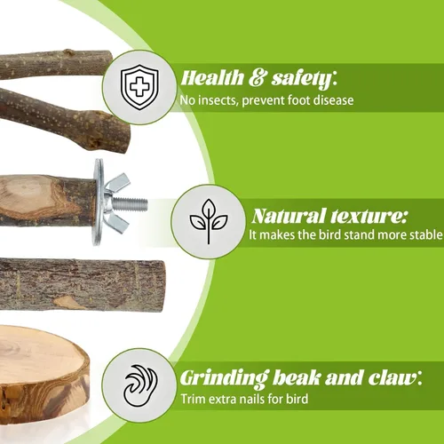 Miniatura 4 de 8 Piezas de Perchas de Aves Naturales de Madera para Jaula, Soporte y Plataforma de Perca para Loros, Accesorios para Jaula de Pájaros