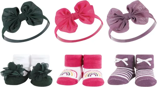 Miniatura 59 de Hudson Baby Conjunto de regalo de diadema y calcetines para niña Flor azul marino rosa