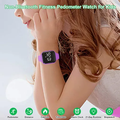 Miniatura 2 de Fitness Pedometer Watch Without App/Bluetooth,IP67 Waterproof LED Sports Watch with Timer Calories/Distance/Step Counter/2 Alarm Clocks, 21 Days