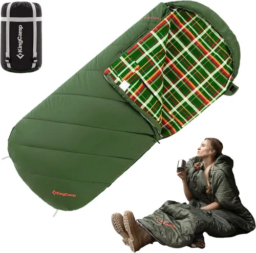 Miniatura 13 de KingCamp Sleeping Bag for Adults Big and Tall, Cold Weather Camping Sleeping Bag with Soft 100% Cotton Flannel Lining, Portable Lightweight Outdoor