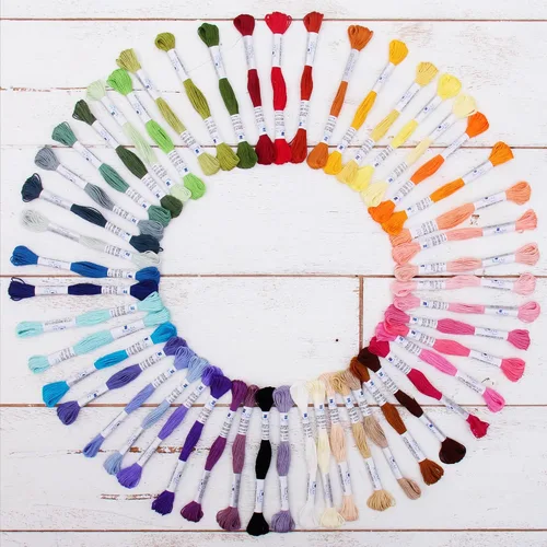 ThreadArt Enorme juego de hilo de hilo de algodón egipcio de fibra larga de 50 colores, juego de seis hilos para bordar a mano, pulseras de amistad,