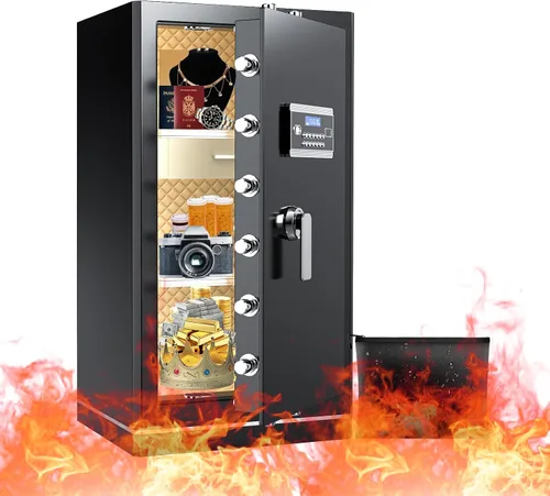 Miniatura 9 de Caja de seguridad biométrica de 6.5 pies cúbicos, caja de seguridad para el hogar con bolsa a prueba de fuego e impermeable, caja de seguridad