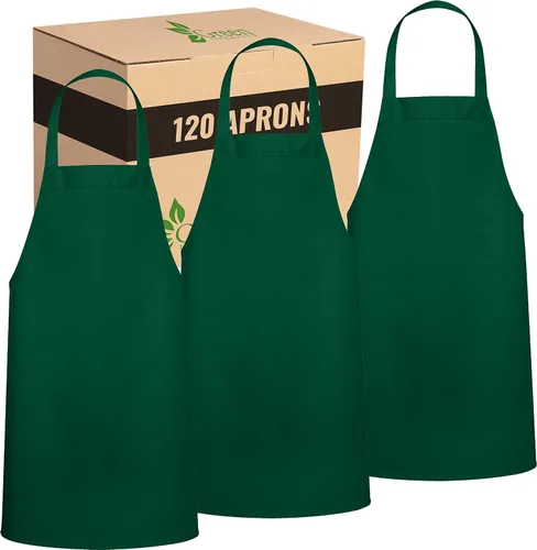 Miniatura 22 de GREEN LIFESTYLE Paquete de 2 delantales de chef con bolsillos, delantales de parrilla para hombres, delantal de cocina impermeable para barbacoa