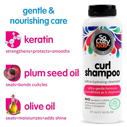 Miniatura 3 de SoCozy Champú para rizos Para cabello de niños Limpiador ultrahidratante Sin parabenos, sulfatos, colores ni tintes sintéticos, crema dulce