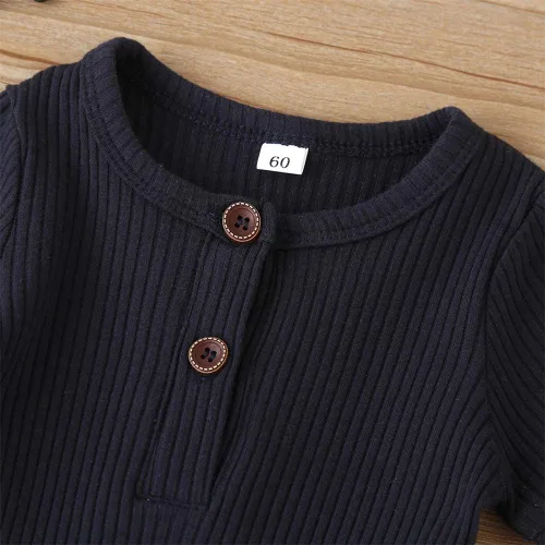 Miniatura 29 de Mameluco unisex de manga corta para bebé recién nacido, con botones, de una pieza, ropa de color sólido