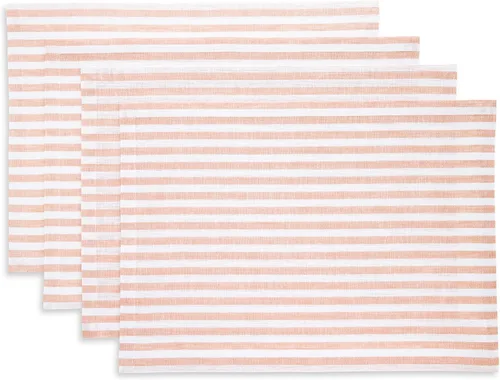 Miniatura 10 de Solino Home Amalfi - Manteles individuales a rayas, de 14 x 19 pulgadas, juego de 4 unidades, tela natural, lino europeo, 100 % lino puro, hechos a