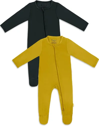 Miniatura 24 de Jimonda Pijama de bambú para bebé, unisex, para niños y niñas, de una pieza, manga larga, cierre de cremallera de 2 vías, mameluco
