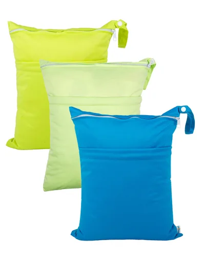 Miniatura 14 de babygoal Bolsas para artículos húmedos y secos, paquete de 3, bolsas de viaje reutilizables impermeables para trajes de baño, pañales de tela