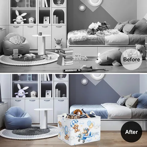 Miniatura 2 de Clastyle Cesta rectangular plegable de 36 l con asa para almacenamiento de ropa de juguete rectangular con asa para habitación de niños, guardería