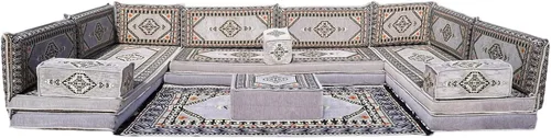 Miniatura 4 de arabicsofa 8 Inch Thick Turkish Seating Cushions – Low Floor Seating Set with Backrest Pillows, Arabic Jalsa Sofa Set with Cushions