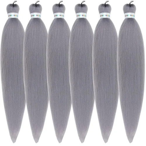 Miniatura 205 de Cabello trenzado preestirado rosa magenta, extensiones de cabello sintético de color rosa para trenzas, no tóxico, hipoalergénico