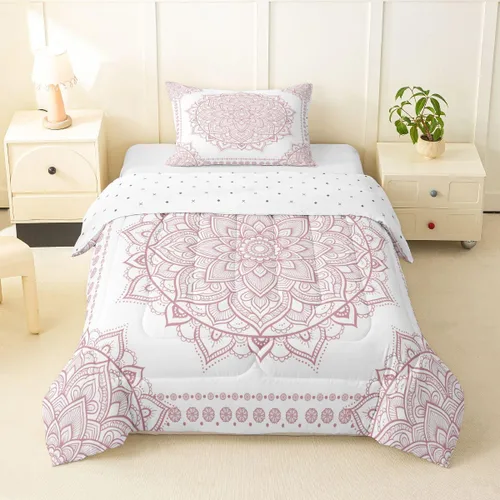 Miniatura 38 de Erosebridal Chic - Juego de edredón de flores tamaño Queen, juego de ropa de cama estética con mandala, juego de edredón gris turquesa, juego