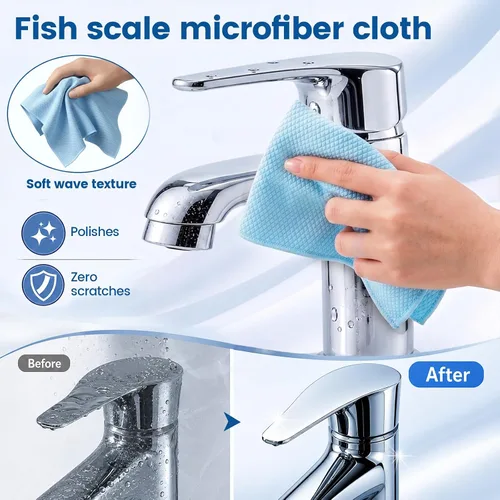 Miniatura 5 de Niveaya Paño de limpieza de vidrio de microfibra, paños multifuncionales reutilizables sin pelusas, paño de limpieza de ventana de ducha de acero