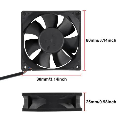 Miniatura 5 de 2 unids 8025 ventilador 220 V 240 V alta velocidad doble rodamiento de bolas 3.150 in ventilador más fresco 3.150 in x 3.150 in x 0.984 in