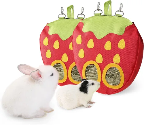 Miniatura 9 de JanYoo Dispensadores de comida para conejos, bolsa de alimentador de heno para conejillos de indias, accesorios de almacenamiento, capacidad
