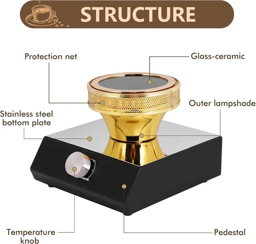 Miniatura 2 de YUCHENGTECH Calentador de haz halógeno, calentador inteligente de haz de sifón para cafetera Hario Yama Syphon (actualización 110-120V) (110V)