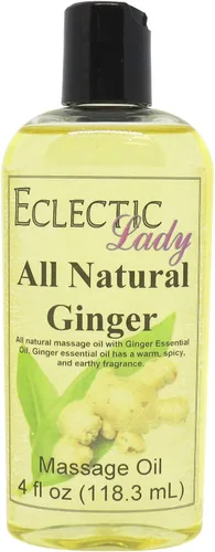Miniatura 5 de Aceite de masaje de jengibre natural, 8 onzas, ingredientes 100% naturales con almendras dulces y aceite de jojoba, aroma relajante para hombres