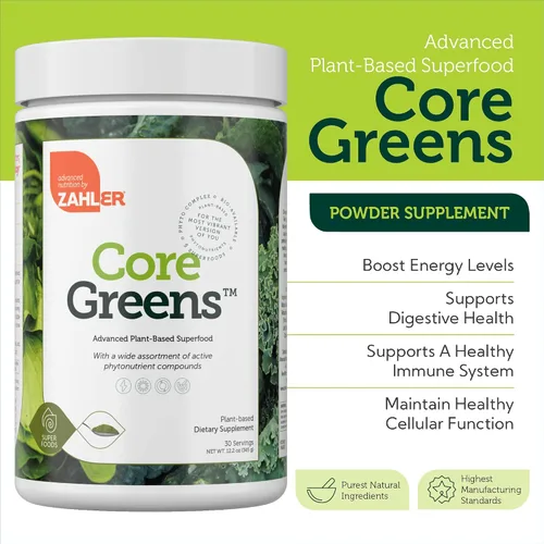 Miniatura 3 de Zahler Core Greens - Suplementos nutricionales en polvo, superalimento en polvo, mezcla de jugos y batidos súper verdes, ricos en fitonutrientes